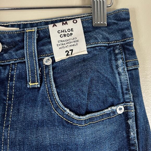NWT AMO Chloe Crop Jeans in Affection Womens 26 Dark Wash Straight Quiet Luxury - Picture 7 of 9